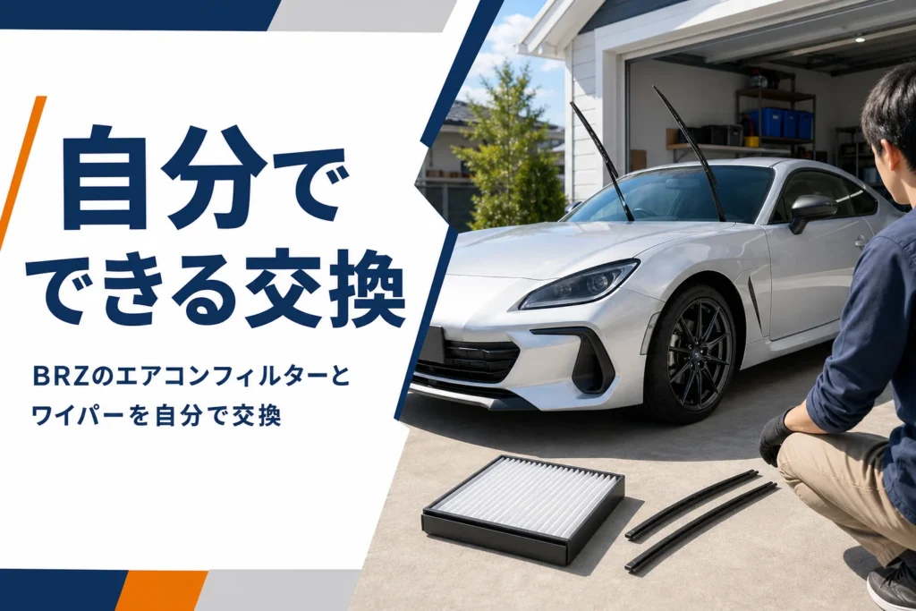 ワイパーを立てたBRZと交換部品