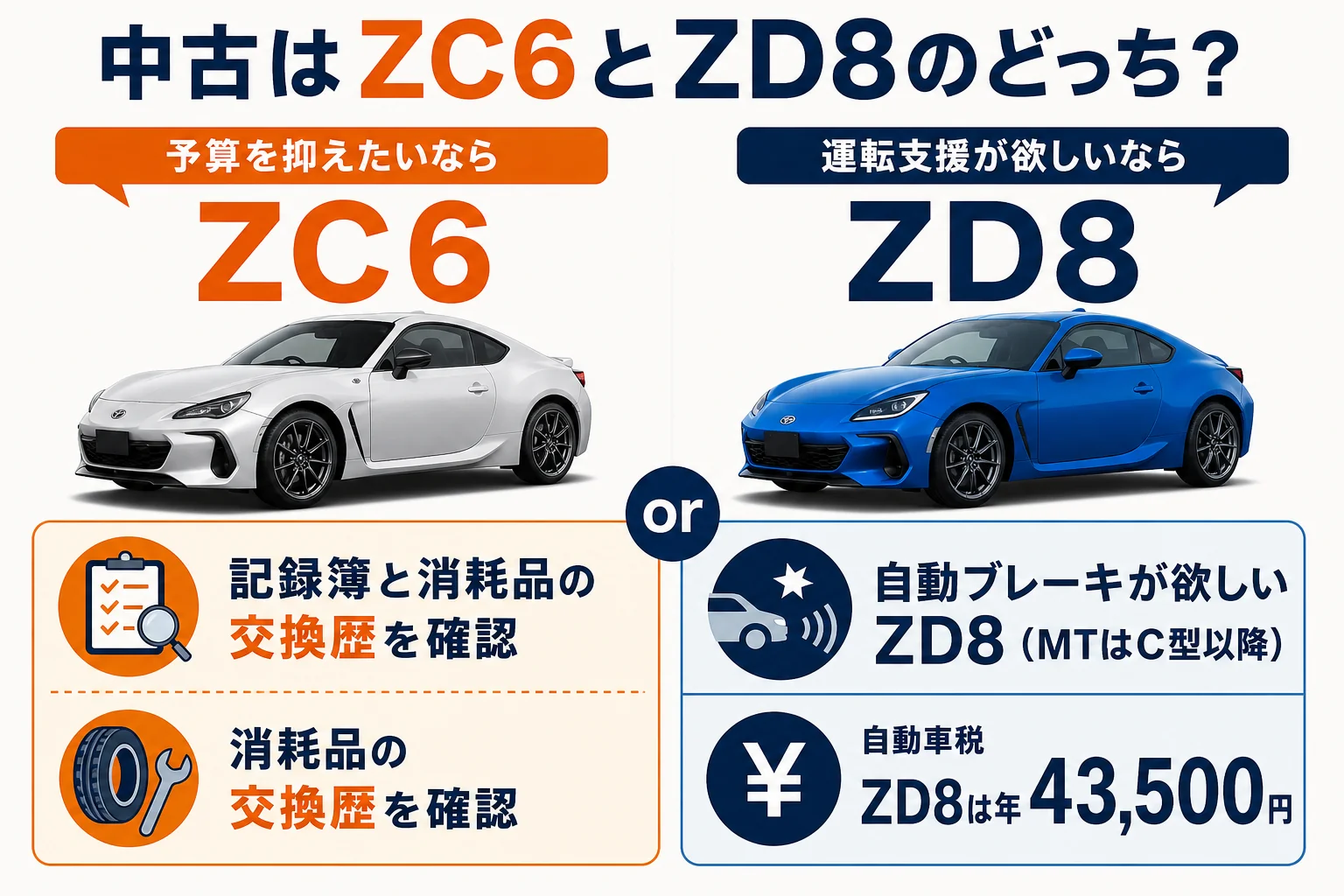ZC6とZD8を選ぶ条件をまとめた図