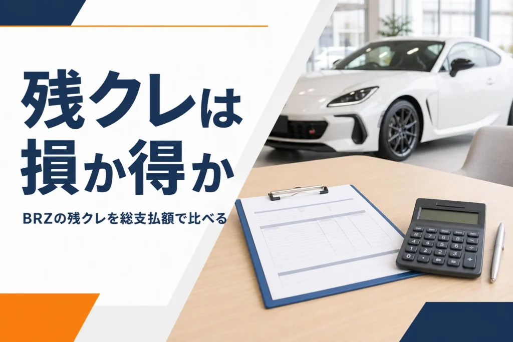 見積書と電卓を並べたBRZの残クレの記事のアイキャッチ
